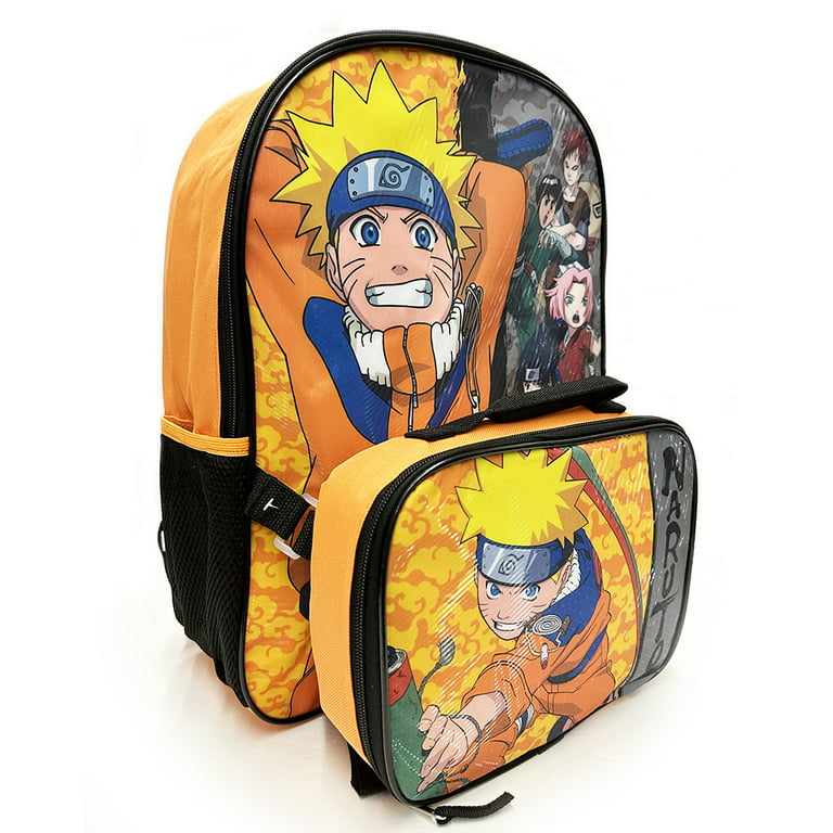 Naruto Anime Character Print Large 16 School Backpack With Lunch Bag