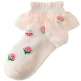 thumbnail image 2 of fatyb Girls Cotton Lace Socks Thin Ruffle Dance Socks Cute Print Lightweight Ankle Dress Socks for 1-13T, 2 of 3