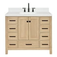 thumbnail image 2 of ARIEL Cambridge 42 Inch Oak Bathroom Vanity with Sink, Carrara White Quartz Countertop 1.5 inch Edge and backsplash, Soft Closing Door and Drawer, Matte Black, 2 of 8