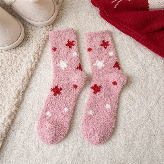 Harpily Women's Ankle Socks Mid Calf Autumn Winter Daily Casual Fleece Thicken Christmas Socks for Christmas Themed Party or Daily Use