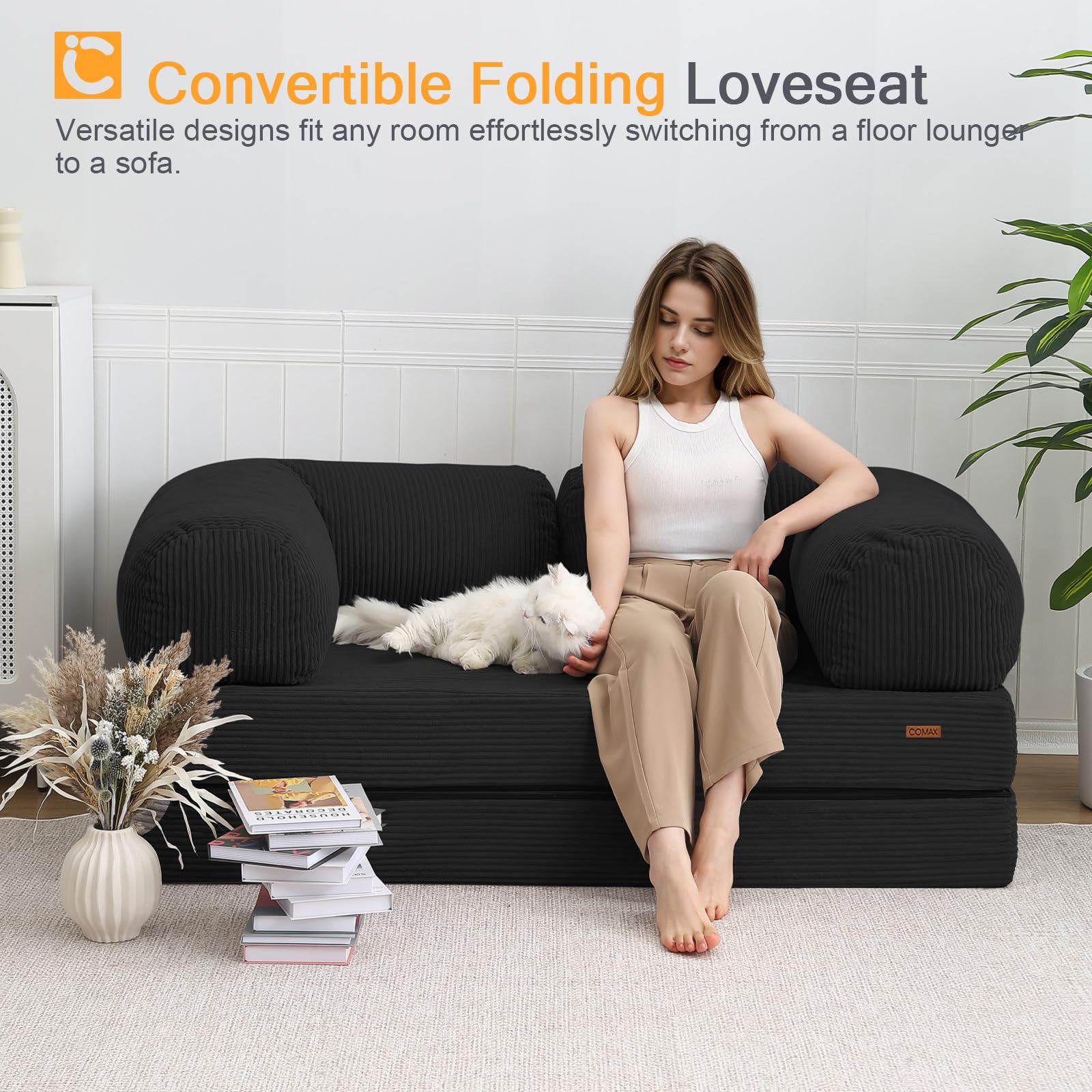 COMAX Folding Sofa Bed Queen, 4-in-1 Foldable Floor Couch