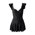 thumbnail image 3 of Traje de baño para mujer, traje de baño de cintura alta, moderno, con escote en V profundo, de de una pieza para vacaciones de spa, fiesta en la L, 3 of 9