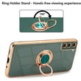 thumbnail image 3 of Electroplated Magnetic Ring Holder Case, 360 Degree with Rotation Metal Finger Ring Holder Magnet Car Holder Soft Silicone Shockproof Cover for Samsung Galaxy S21 FE - Dark Green, 3 of 13