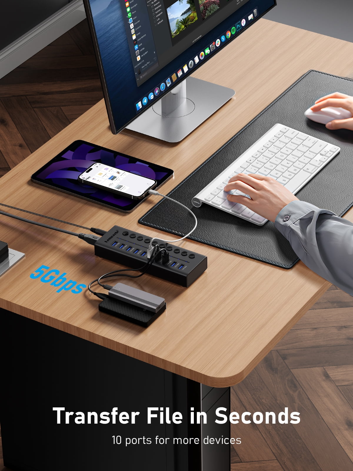 Clearance Sale!!! Lemorele 10 in 1 USB 3.0 Docking Station 5Gbps with Power Supply