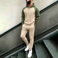 thumbnail image 4 of successthop Sweatsuits 2PCS Sets Mens with Hoodie Long Sleeve Tops and Joggers Jacquard Fall Outfits with Pockets Green, 4 of 9