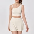 thumbnail image 4 of Wang6 One Shoulder Cropped Tank Tops Trendy Wireless Workout Longline Bras Seamless Running Gym Yoga Tops White XL, 4 of 7