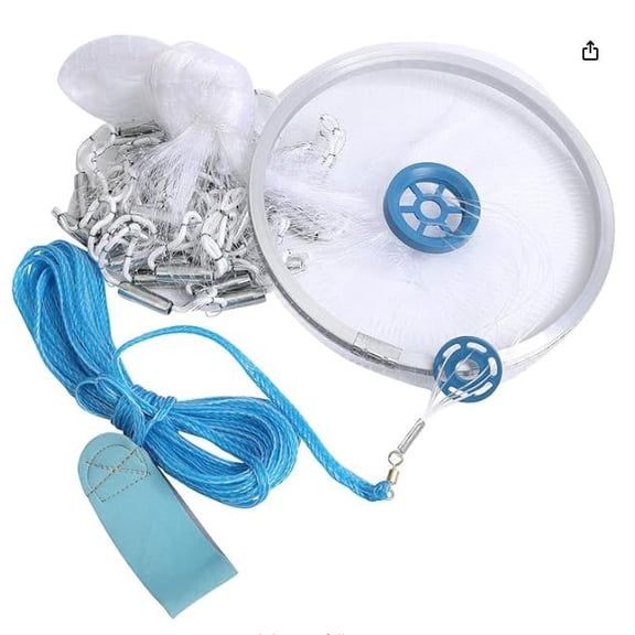LOLIPPYY Professional Cast Fishing Net with Aluminum - Easy Throw Bait Net for Shrimp and Minnow - Monofilament for Fresh &