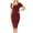 Dark Burgundy, variant on Womens Short Sleeve Bodycon Fitted Knee Length Midi Dress