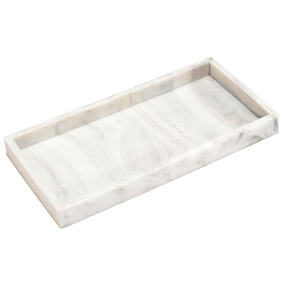 Small Silicone Bathroom Vanity Tray for Counter, Kitchen Sink Soap Tray forMarble White(20*10*2cm)