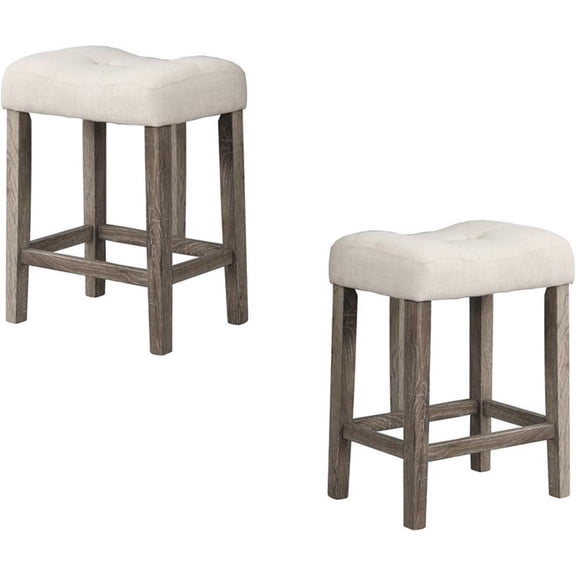 Pemberly Row 24" Wood Counter Stool in Natural Oak (Set of 2)