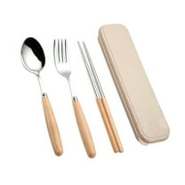 Raindrops Stainless Steel 3pcs Tableware Set with Case for Eating Use Lightweight and 7 inches