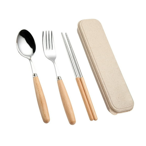 Raindrops Stainless Steel 3pcs Tableware Set with Case for Eating Use Lightweight and 7 inches