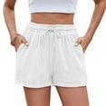 thumbnail image 4 of 2025 spring/summer new women's solid color drawstring pocket fashion casual shorts in stock, 4 of 6
