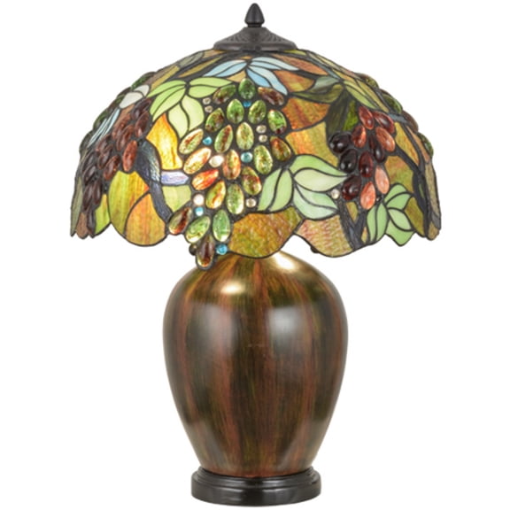 Meyda Tiffany 153524 Vinifera 2 Light 22" Tall Buffet Table Lamp - Natural Wood