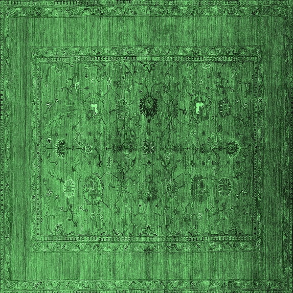 Ahgly Company Indoor Square Oriental Emerald Green Industrial Area Rugs, 7' Square