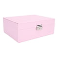 thumbnail image 6 of M Buder Double Layer Jewelry Box Soft PU Leather Organizer with Lock Pink 9.1 inches / 23.1 cm, 6 of 9