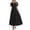 Black, variant on Wdgfv Women's Summer Casual Dress Flowy Midi Maxi Length Lightweight Fabric Short Sleeve V-Neck Elastic Waist White S