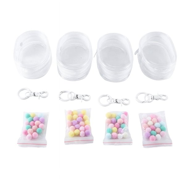 4PCS Jewelry Organizer Transparent Storage Box Pouch Box Keychain Bag Storage Case Thicken Wallet Cute Doll Bag, C