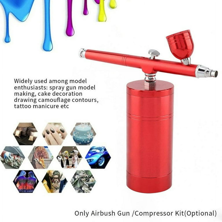 Top 0.3mm Pink Mini Air Compressor Kit Air-Brush Paint Spray Gun