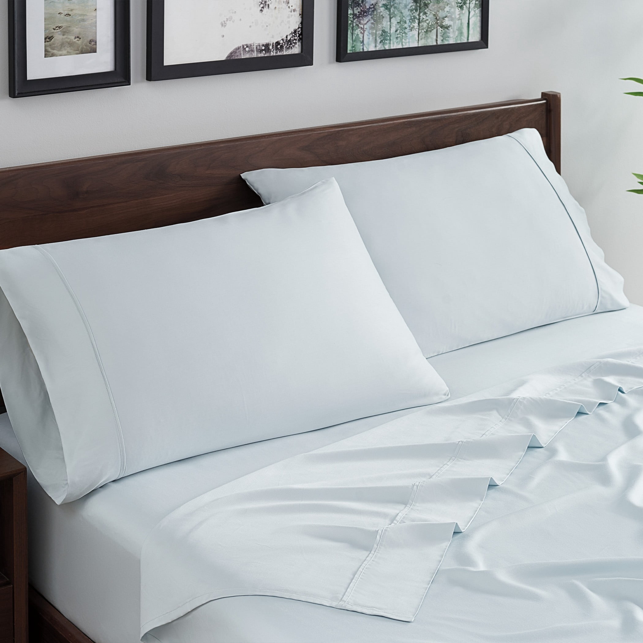 Aston & Arden Bamboo Rayon Sheet Sets, 4-Piece, 250 Thread Count, Modern, Hypoallergenic, Queen, Blue
