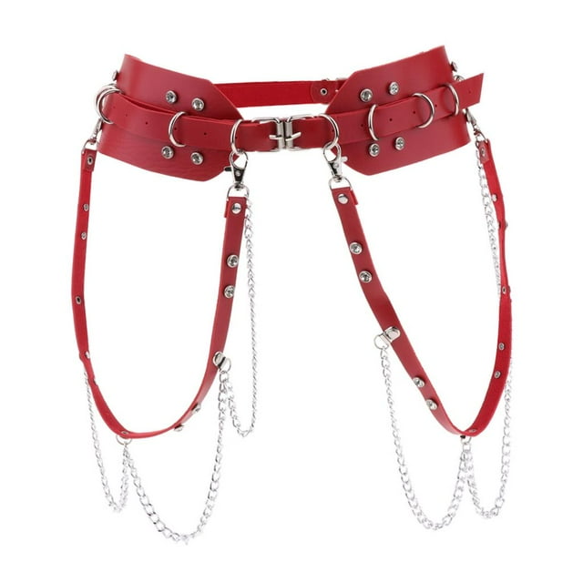 Arnés para el cuerpo de cuero PU, cinturón, accesorios agradables, ajustable, suave, los 3 colores rojo Colcomx Cinturón de arnés para el cuerpo