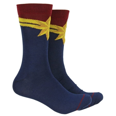 Captain Marvel Juniors' Cosplay Crew Socks Carol Danvers Suit Marvel Hosiery