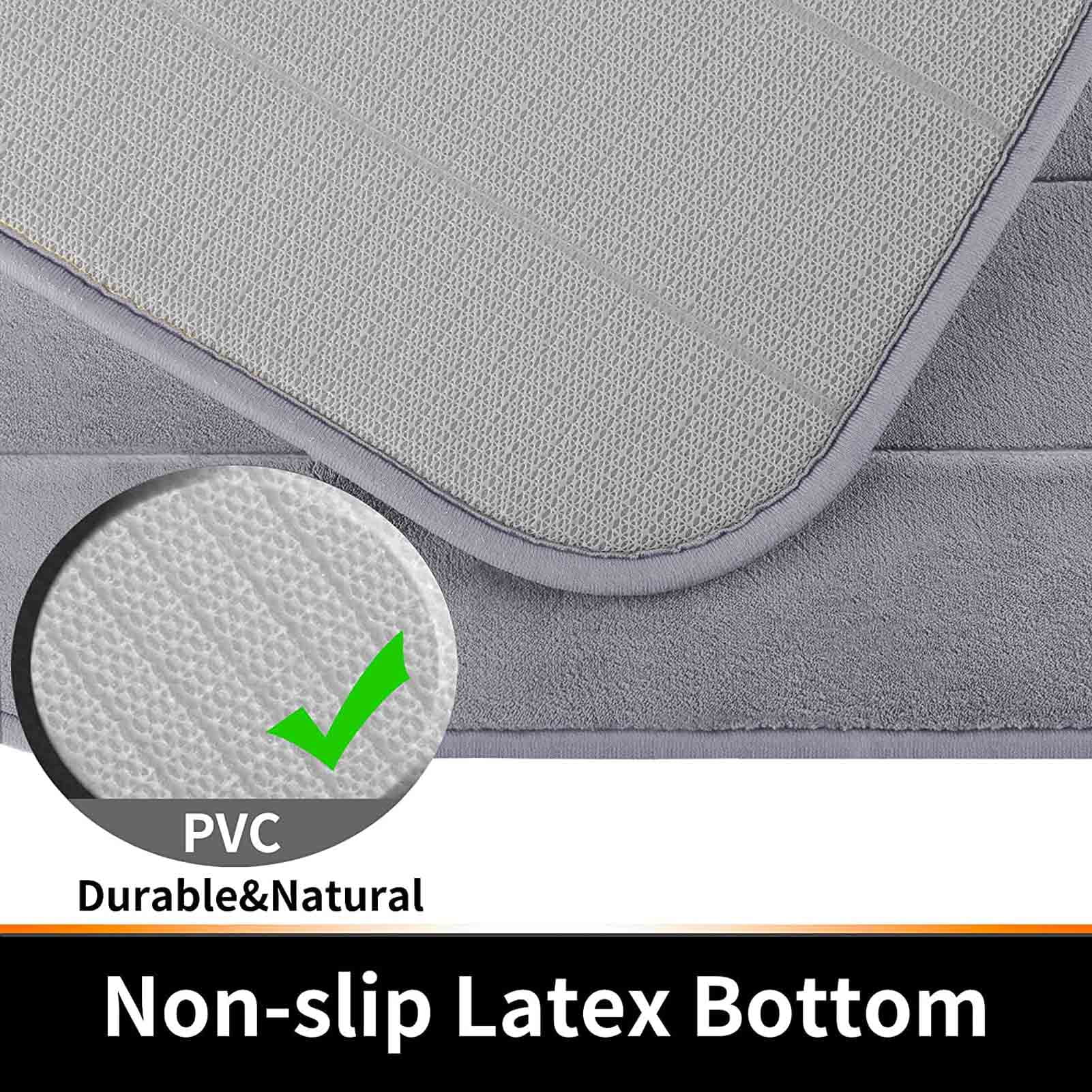 AQwzh Memory Foam Soft and Comfortable/Super Water Absorption/Non-Slip Easier to Dry Bath Rug, Gray, 31.5" x 19.8"