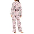thumbnail image 4 of FOR U DESIGNS Flower Butterfly Pajama Sets for Women 2 Piece Button Down Long Sleeve Pants and V-neck Tops Size S Button Up Night Shirts for Women Sleepwear Pj, 4 of 7