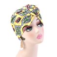 thumbnail image 4 of Baohd Turban Musulman Noué pour Femmes Motif Africain Polyester Coton Élastique pour Perte de Cheveux, 4 of 9