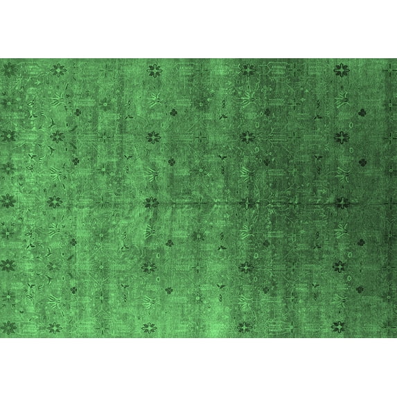 Ahgly Company Indoor Rectangle Oriental Emerald Green Industrial Area Rugs, 5' x 7'