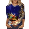 thumbnail image 2 of Pntutb - Camiseta holgada con estampado de moda para mujer, blusa de manga 3/4, cuello redondo, tops casuales Pntutb Pntutb-1399, 2 of 5