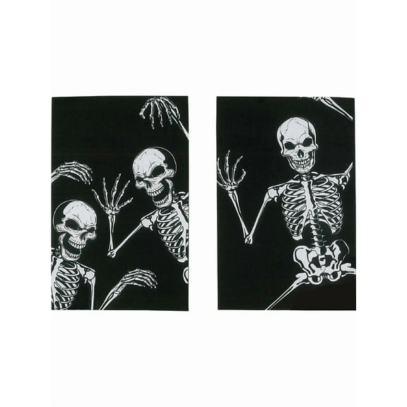 Set Of 2 Skeleton Halloween Window Poster Cling Decals