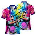 thumbnail image 2 of HOMYGIFTS Men’s Pop Art Neon Grunge Golf Polo – Graffiti Spray & Metallic Sunburst, 2 of 10