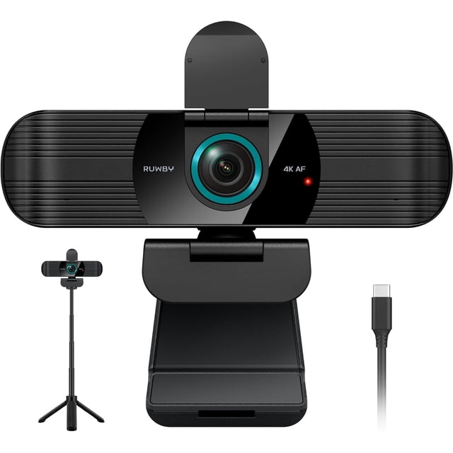 Full HD 1080P Webcam with Built-in Dual Mics, Wide-Angle Lens, Privacy Cover, Tripod Stand, Autofocus Computer Camera, Plug and for Desktop PC or Laptop