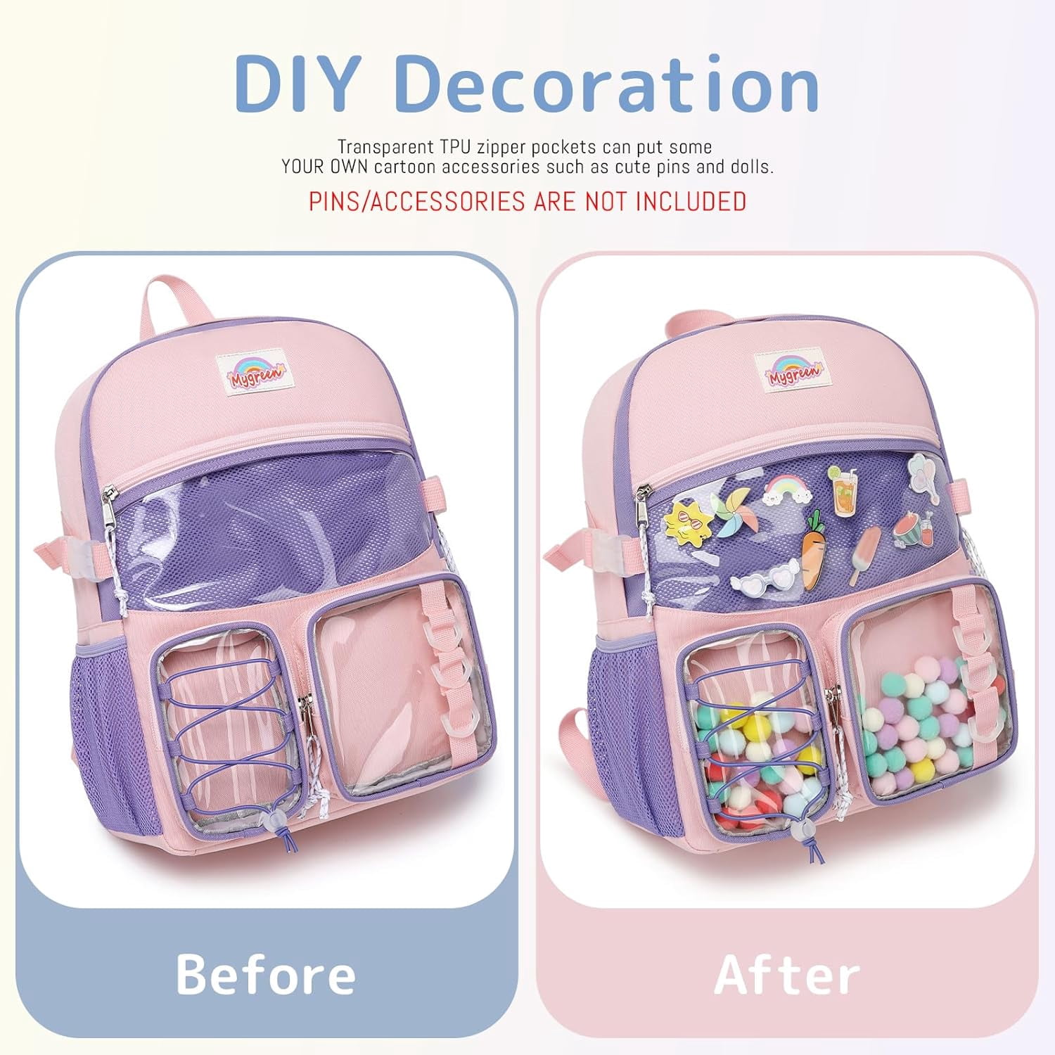 Mygreen womens Backpack for womens - Middle women & Elementary women - Kawaii Ita Backpack Black Blue