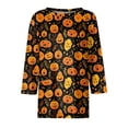 thumbnail image 4 of Halloween Shirts for Women 3/4 Sleeve Casual Tunic Tops Funny Bat,Ghost,Pumpkin Printed Costume Holiday Blouses Yellow 2XL, 4 of 5