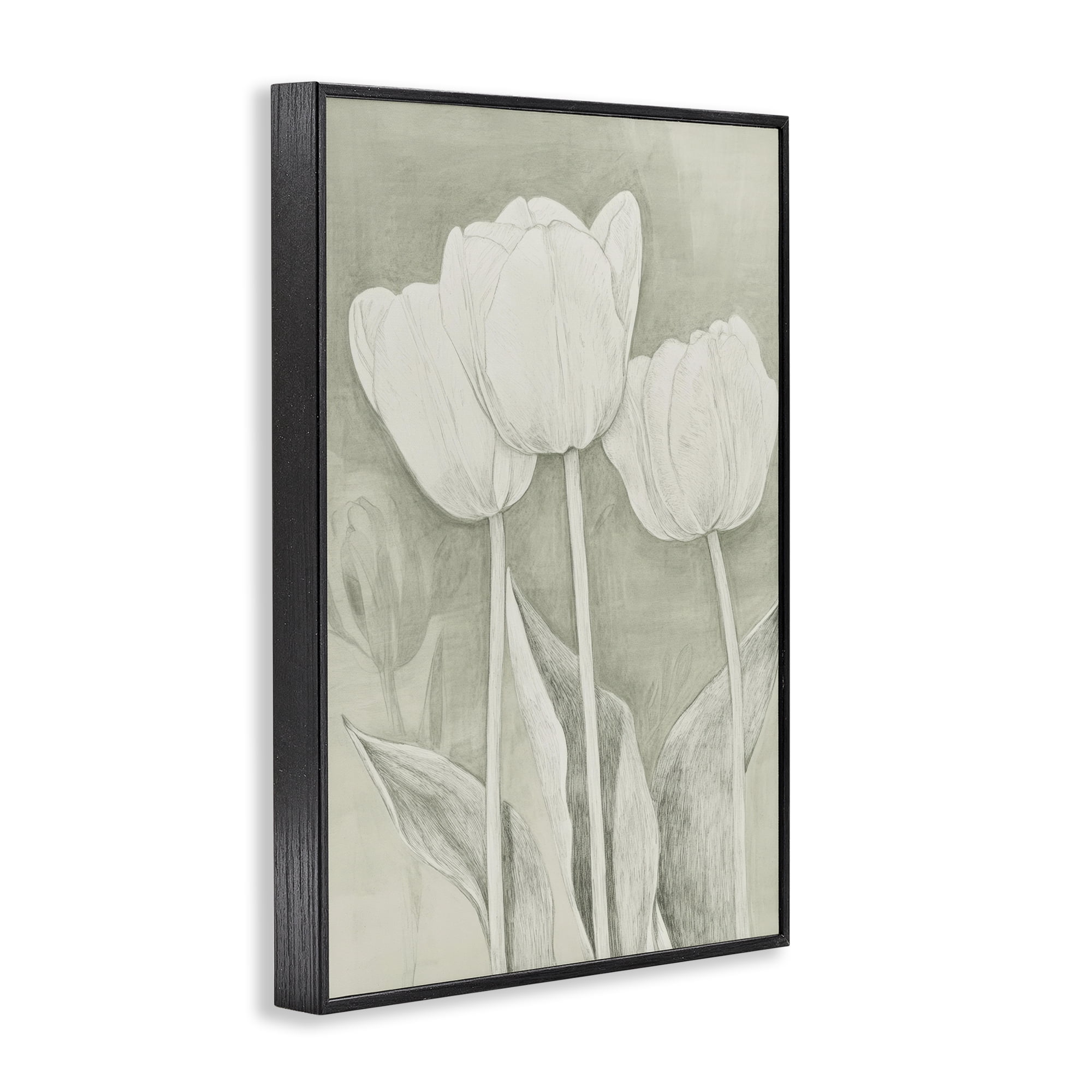Stupell Industries Faded Tulips Pencil Sketch Black Framed Giclee Art, design by Petal Prints Design