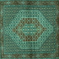 thumbnail image 1 of Ahgly Company Machine Washable Indoor Square Persian Turquoise Blue Traditional Area Rugs, 4' Square, 1 of 4