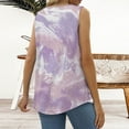thumbnail image 3 of Womens Square Neck Graphic Tank Tops Casual Loose Fit Pleated Flowy Sleeveless Summer Vest, 3 of 5