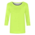 thumbnail image 5 of SEAOPEN 3/4 Sleeve Tops for Women Plus Size Black Blouses for Women Dressy Casual Three Quarter Length Tunic Tops Round Neck Loose Fit Pullover Baseball Tees Green,XXXXL, 5 of 6