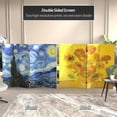 thumbnail image 2 of 4 ft. Short Double Sided Works of Van Gogh Canvas Folding Screen - Starry Night/Sunflowers, 2 of 7