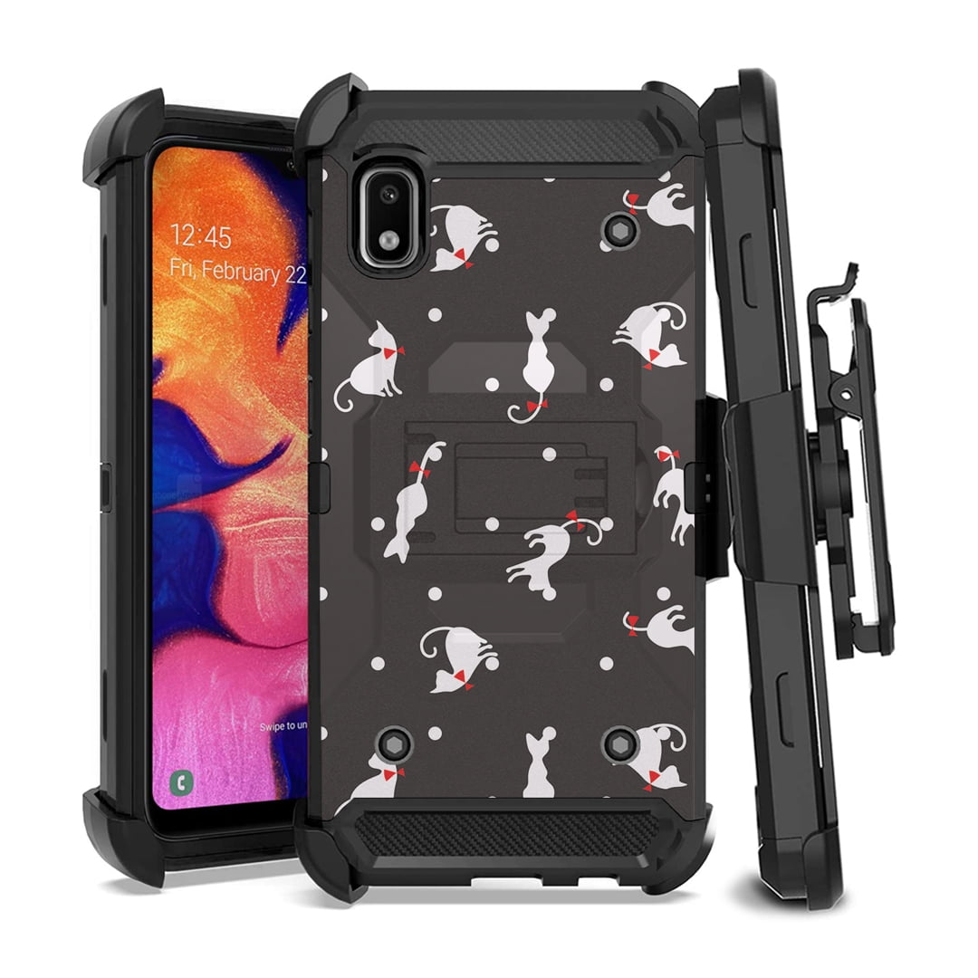 Capsule Case Galaxy A10e Case [Tough Hybrid Transformer Impact Rugged Built-in Kickstand Black Case Cover with Belt Clip Holster] for Samsung Galaxy A10e SM-A102U (Cats)
