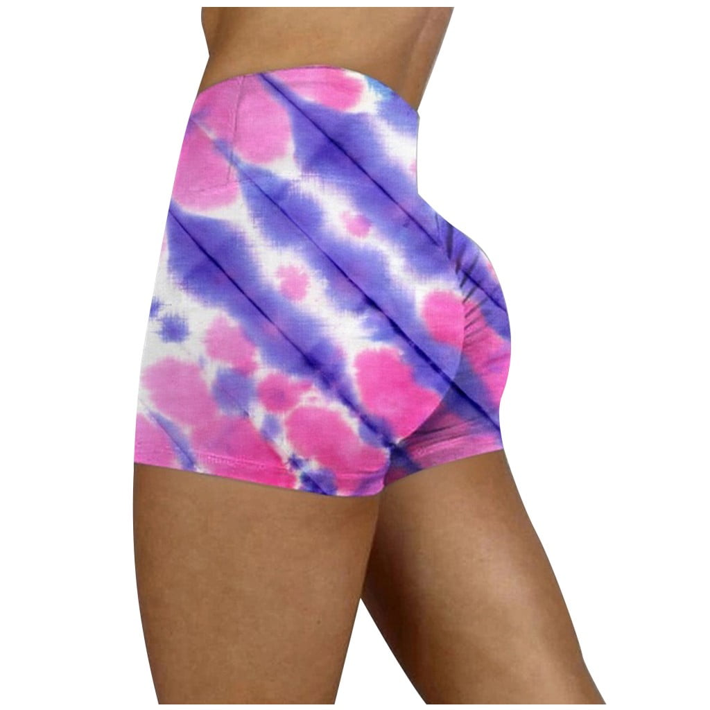 Running Shorts Womens High Waisted Tie-Dye Booty Summer Yoga Workout Pants