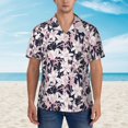 thumbnail image 2 of Pofeuu Lilies Flowers Print Hawaiian Shirt for Men Sleeves Casual Button Down Summer Beach Dress Shirts T-Shirts,Small, 2 of 7