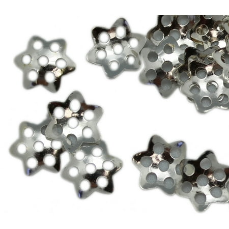 10x2mm Silver Metal Star Bead Cap (50 Piece)