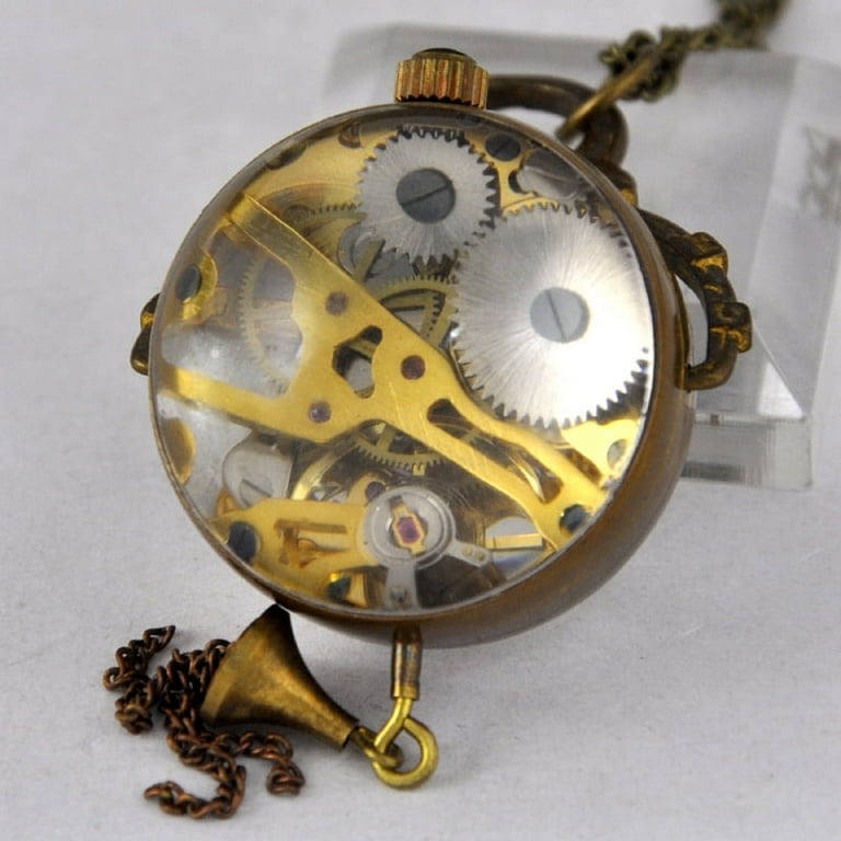 VIGOROSO Antique Vintage Brass Mechanical Fob Pocket Watch Womens