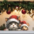 thumbnail image 1 of Pegatinas navideñas para ventanas - Gatos y ratones con sombreros navideños, decoración festiva para la pared de 17x28 pulgadas, vinilo extraíble para cristal, 1 of 7