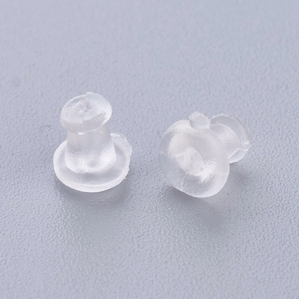 1bag Plastic Ear Nuts Earring Backs Clear 5x5mm Hole: 0.4mm