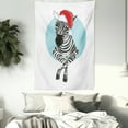 thumbnail image 3 of Christmas Tapestry, Funny Zebra with Santa Hat Modern Design Xmas Design Contemporary Art, Wall Hanging for Bedroom Living Room Dorm Decor, 60W X 80L Inches, Pale Blue Dark Grey, by Ambesonne, 3 of 5