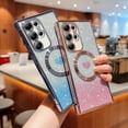 thumbnail image 5 of Magnetic Case for Samsung Galaxy S22 Ultra Luxury Plating Bling Gradient Glitter Cute Heart Cover Compatible with MagSafe Soft Clear Shockproof Protective Case for S22 Ultra 5g 6.8" (Pink), 5 of 6